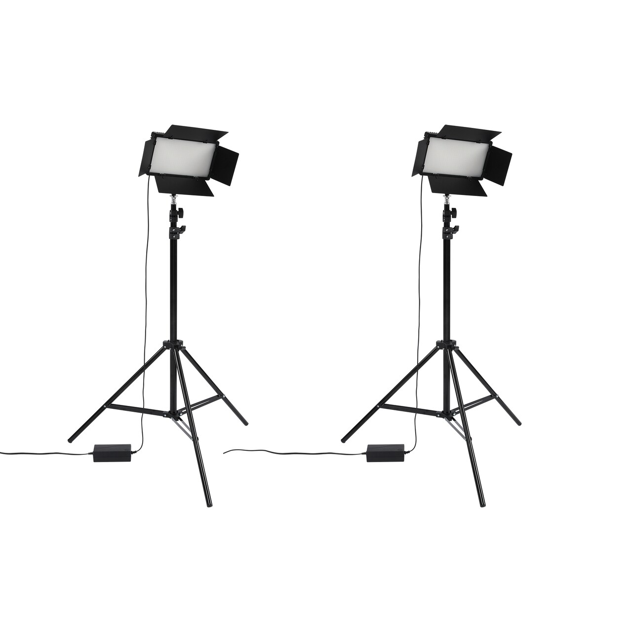 Acurit Colorview Lux Artist Studio Light 2 Pack - Adjustable Photography Lighting Kit 3 Color Temps, 4 Metal Barn Doors, 4160 Lumens LED - Remote Control, AC Power Supply, 6’6" Light Stands Included